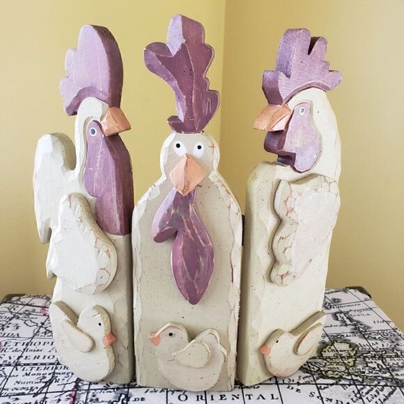 Vintage Tri-Fold 3 Hen/Rooster Set of 2 - Picture 2 of 10